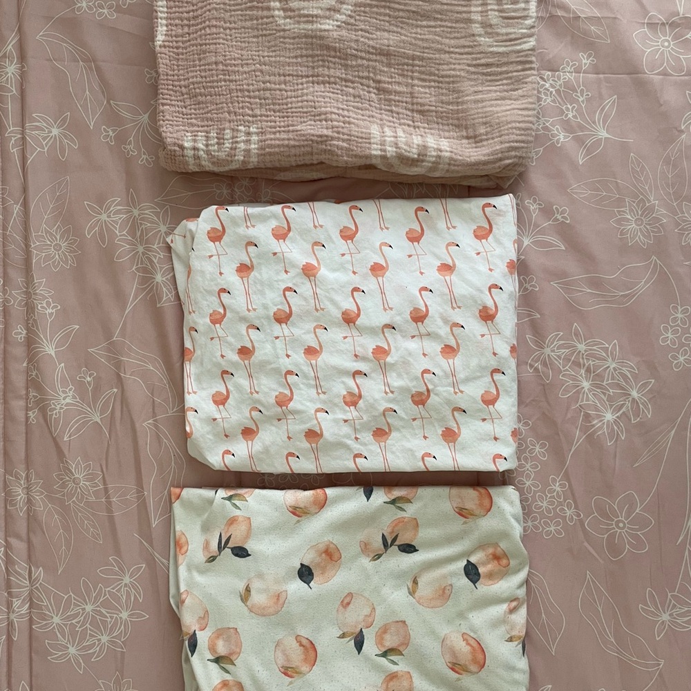 Set of Three Pink and Peach Patterned Fabrics